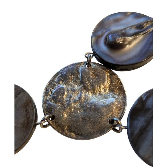 Lydell N.Y.C. Silver Tone Rutilated Quartz Shell Disk Rolo 18" Chain Necklace - Picture 13 of 16